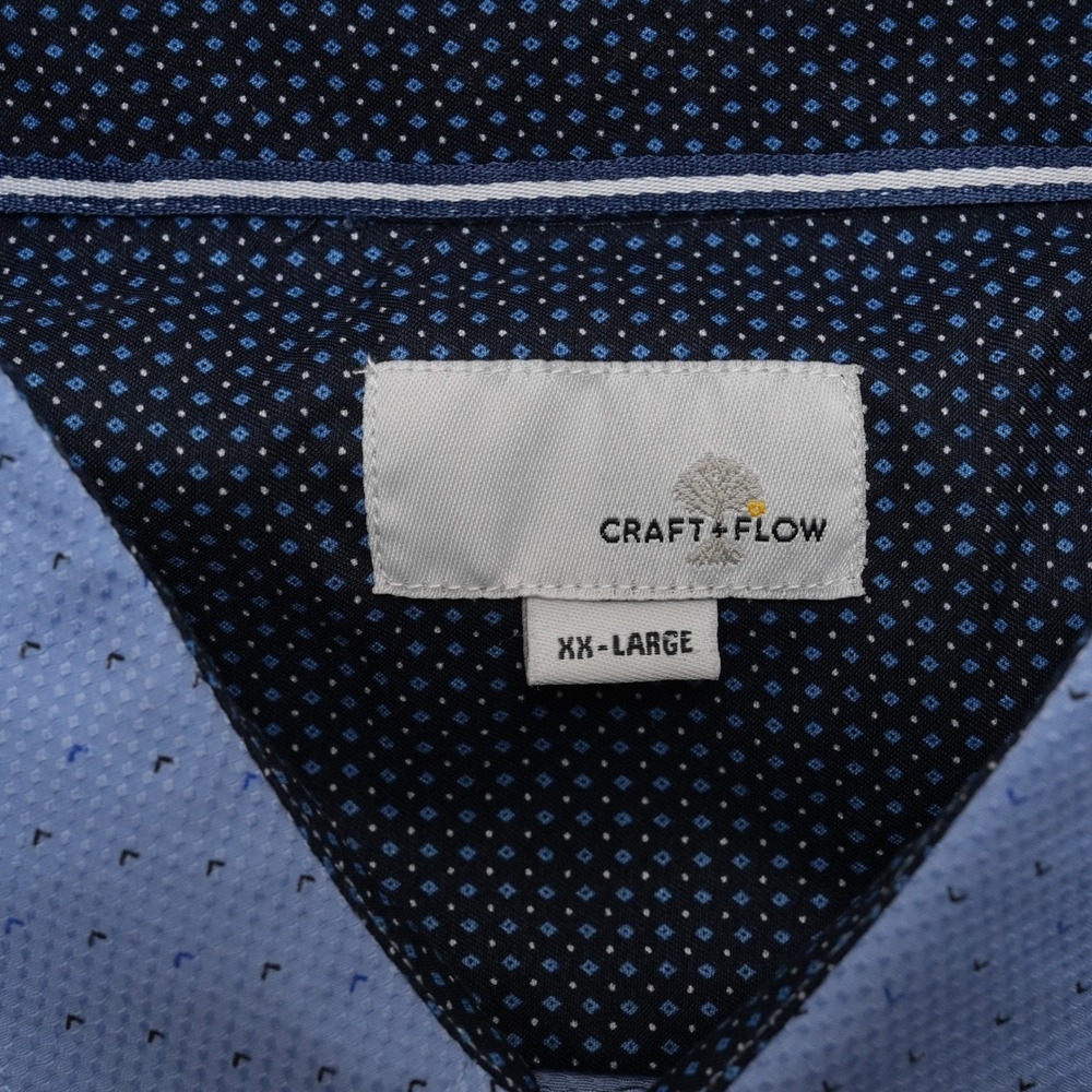 Craft + Flow Button Front Mens XXL Blue Micro Geometric Long Sleeve Shirt - Picture 4 of 14